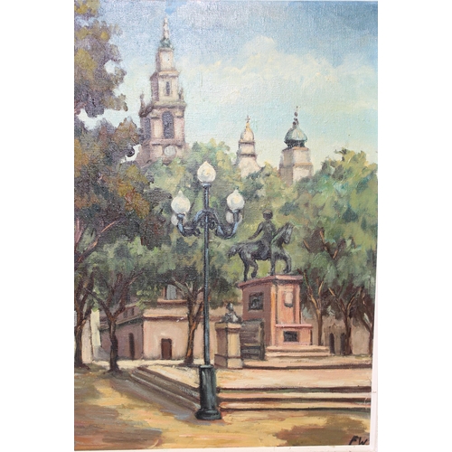 410 - Oil on canvas of St. James park London, monogramed FW & signed verso Felizitas Wirkner dated 1976, a... 