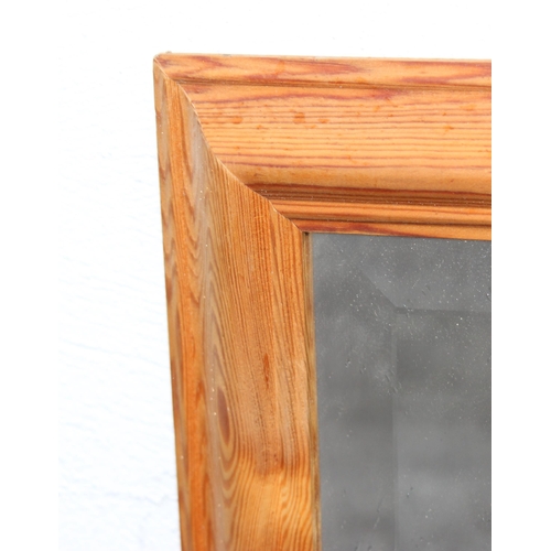 411 - Large pine framed mirror, approx size 132cm x 100cm