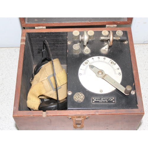 801 - A vintage Western Electric Company No 44001 Crystal Receiving Wireless set in mahogany case