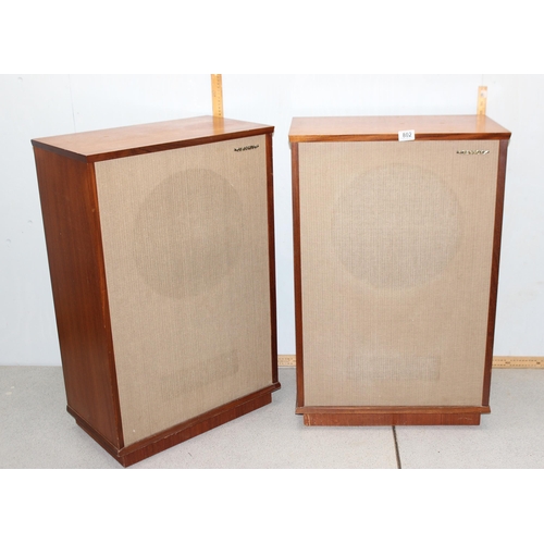 802 - A matched pair of vintage teak cased floor standing Tannoy speakers with applied paper labels to rev... 