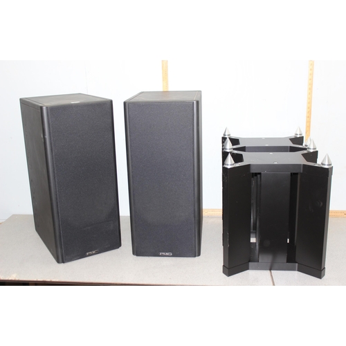 803 - A pair of PMC IB 1 floor standing speakers with stands