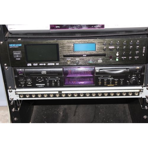 823 - Electronics on stacking stand to include a Videologic DRX-601E DAB Digital Radio Tuner, Ariston TX-5... 