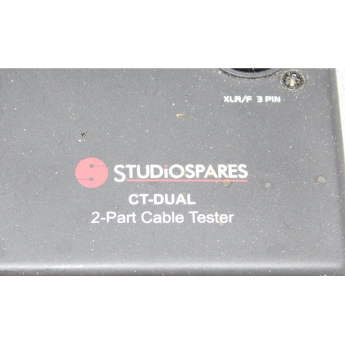 852 - Studiospares CT-Dual 2-part cable tester in aluminium case with assorted tools.