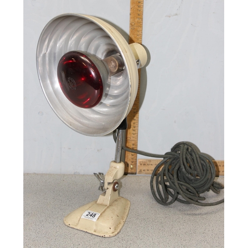 248 - A mid century / vintage industrial adjustable Pifco Infra Red Radiant heat lamp