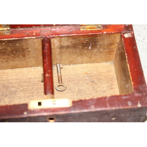 288 - Qty of woodenware to include a book trough, locking moneybox and an antique gilt picture frame