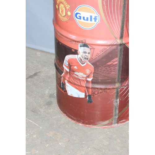 756 - Manchester United branded Gulf 200 litre oil barrel, believed to be provided as advertising for fore... 