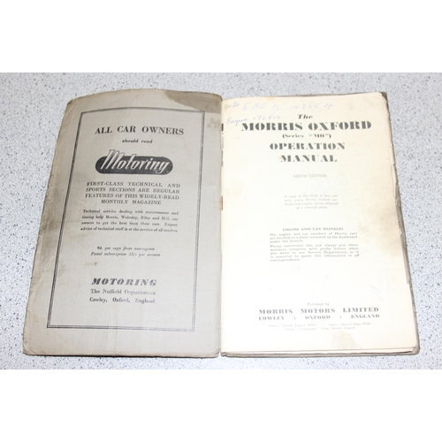 757 - Morris Oxford operation manual and an Automobile electrical equipment manual