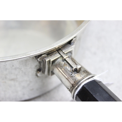 1033 - An unusual German William Lameyer & Sohn silver plated saucepan with unusual detachable ebonised woo... 