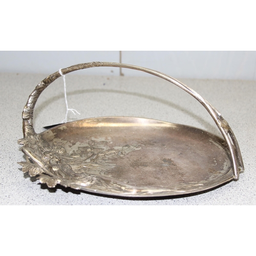 1034 - WMF silver plated Jugendstil serving dish decorated with a young lady sprawled against a rose bush