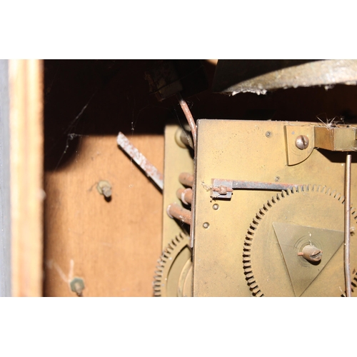 1318 - A mid-century retro style small longcase clock with mechanical movement, weight and pendulum