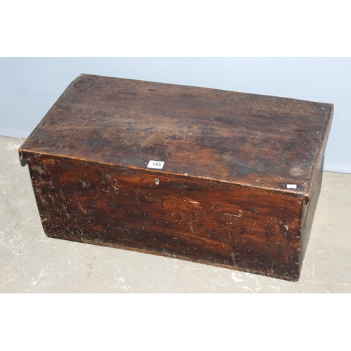 145 - A small elm box or coffer, likely 19th century, approx 77cm wide