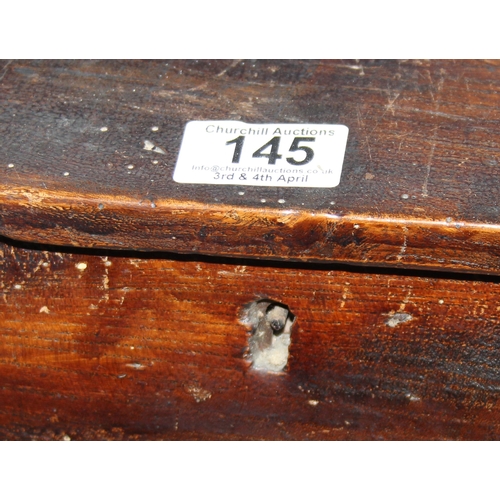 145 - A small elm box or coffer, likely 19th century, approx 77cm wide