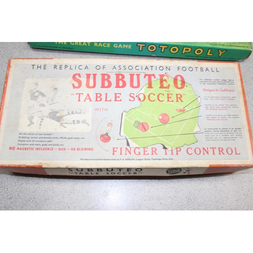 1515 - Qty of assorted vintage games to inc a 1955 Subbuteo set