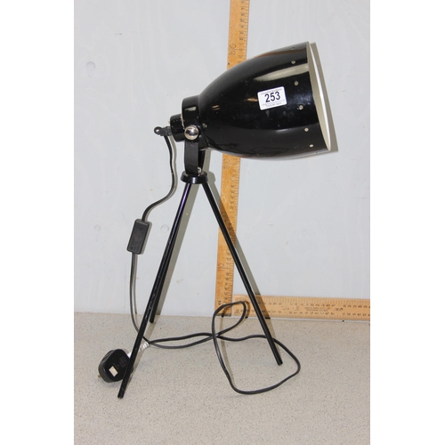 253 - A vintage style black tripod desk lamp