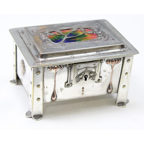 1001 - A.E. (Albert Edward) Jones (1878 - 1954), an Arts & Crafts/ Art Nouveau period silver plated and ena... 