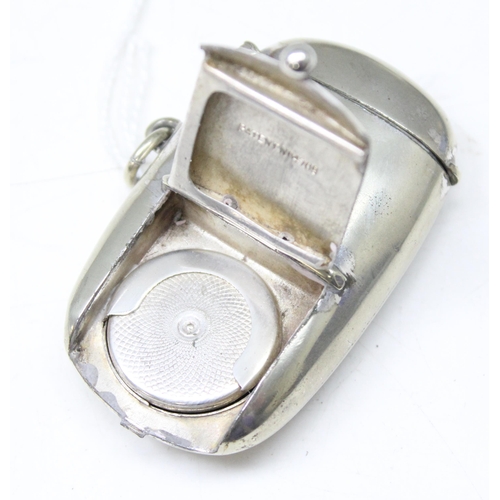 1004 - An unusual antique silver plated novelty combination vesta case with sovereign holder, propelling pe... 