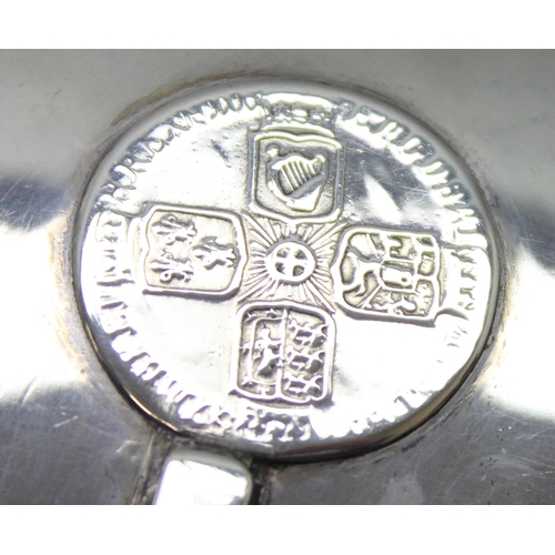 1020 - A 19th century silver toddy ladle with inset George II silver sixpence, unmarked but XRF tested as s... 