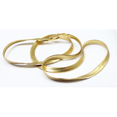 1103 - 14ct gold flat snake-chain necklace, XRF tested, marked 14k, Italy, approx 12.45g gross, approx 46cm... 