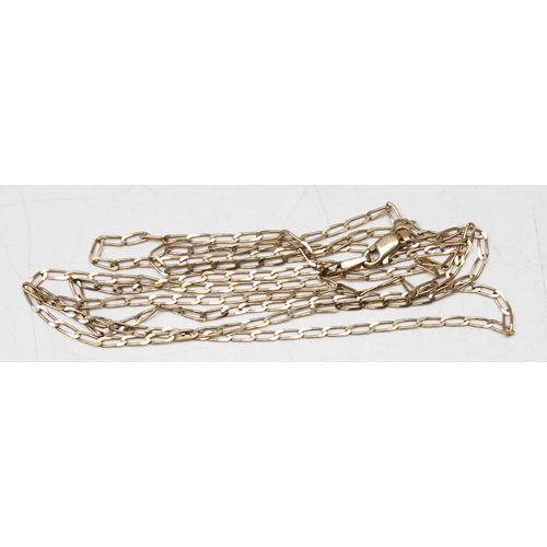 1106 - 9ct gold fine curb link chain, approx 3.96g gross, approx 79cm long, with hallmarks