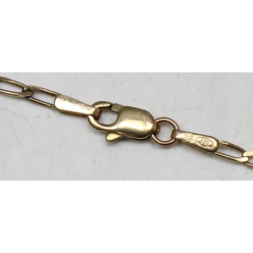 1106 - 9ct gold fine curb link chain, approx 3.96g gross, approx 79cm long, with hallmarks