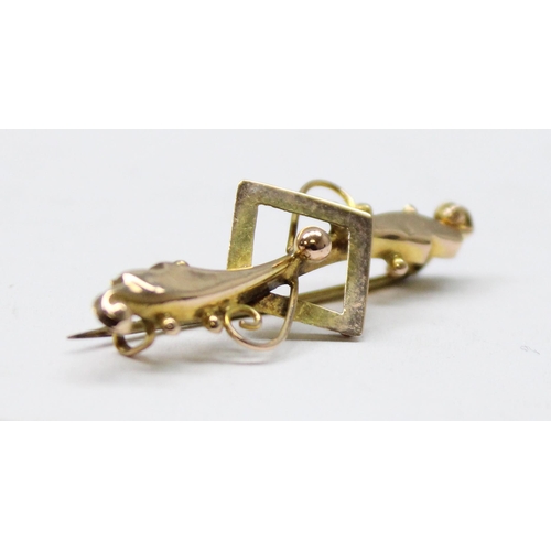 1113 - 4 9ct gold brooches, gross weight approx 5.6g