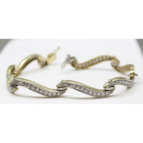 1115 - 9ct gold bracelet set with white stones, marked 375 & XRF confirmed, gross weight approx 14.98g, 19.... 