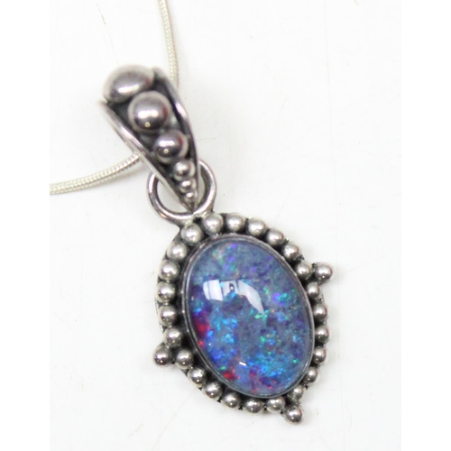 1124 - Matching Suarti silver necklace pendant on chain and bracelet set with blue opal like stones, approx... 