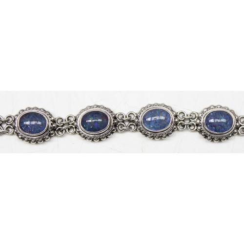 1124 - Matching Suarti silver necklace pendant on chain and bracelet set with blue opal like stones, approx... 