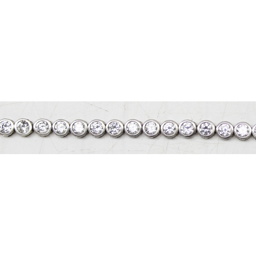 1137 - Silver tennis bracelet set with white stones, gross weight approx 11.37g, 20cm