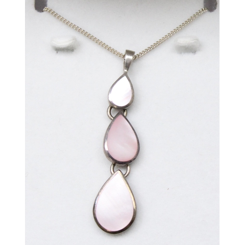 1144 - 3 silver necklaces with drop pendants, gross weight approx 17.30g