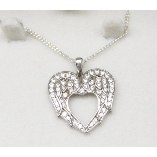 1149 - Qty of silver necklaces and pendants, all heart shaped designs. Gross weight approx. 43.91g