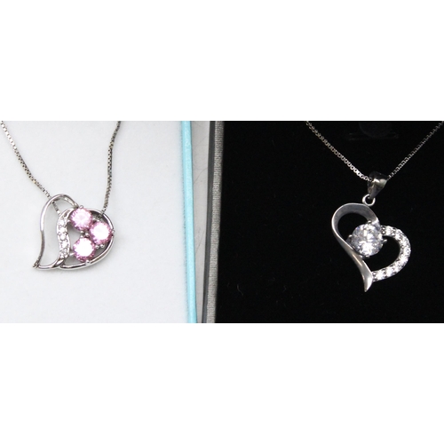 1149 - Qty of silver necklaces and pendants, all heart shaped designs. Gross weight approx. 43.91g