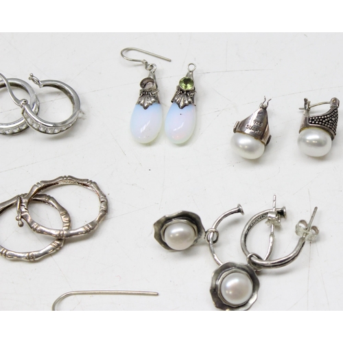 1156 - Qty of silver drop and hoop pairs of earrings, gross weight approx. 45g