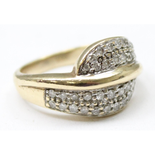 1167 - 9ct gold retro style pave set diamond ring, approx size O, approx 6.41g gross