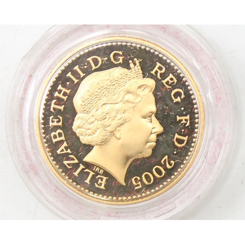 1202 - A rare 2005 22ct gold proof Menai Straits Bridge £1 coin, limited edition 1053 of 1500, boxed with p... 