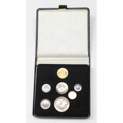 1204 - ROYAL CANADIAN MINT 1867-1967 SEVEN COIN PROOF SET INCLUDING 22ct GOLD TWENTY DOLLAR COIN (approx 18... 