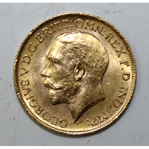 1206 - George V 1911 22ct gold full sovereign coin, London mint, high grade