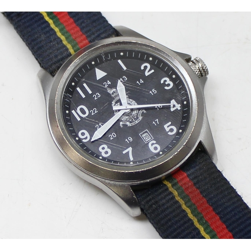 1311 - Royal Marines limited edition watch 202/750, with colourful fabric strap