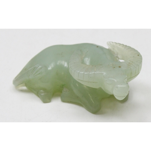 1606 - A 20th century Chinese Jade carving of a Water Buffalo, approx 85mm wide