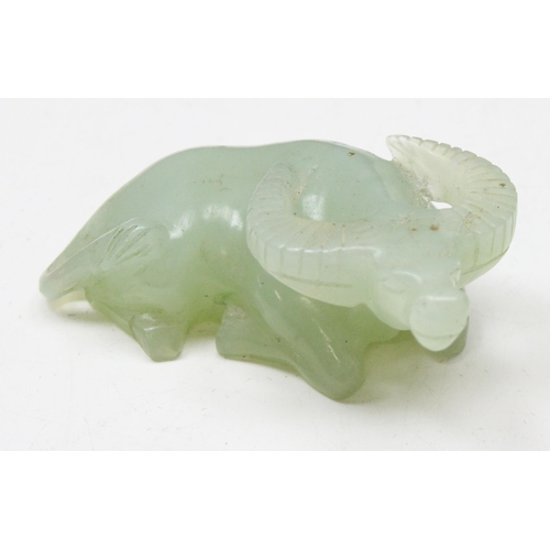 1606 - A 20th century Chinese Jade carving of a Water Buffalo, approx 85mm wide