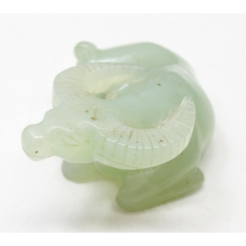 1606 - A 20th century Chinese Jade carving of a Water Buffalo, approx 85mm wide