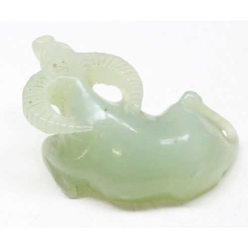 1606 - A 20th century Chinese Jade carving of a Water Buffalo, approx 85mm wide