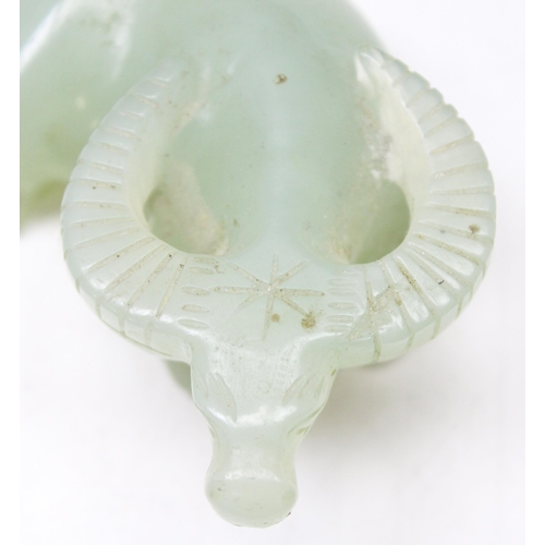 1606 - A 20th century Chinese Jade carving of a Water Buffalo, approx 85mm wide