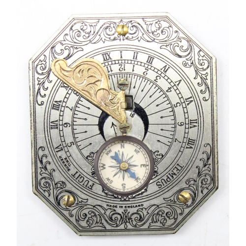 704 - An antique style pocket compass and sundial in box