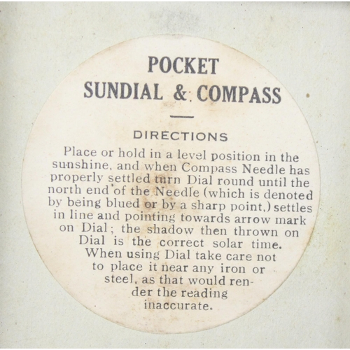 704 - An antique style pocket compass and sundial in box