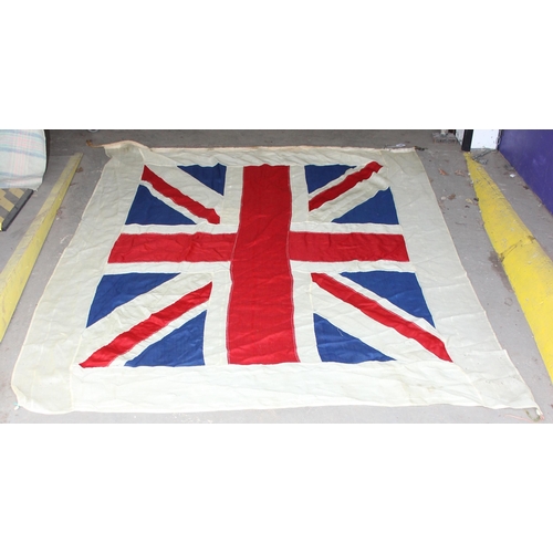 1406 - Large vintage panel stitched Union Jack flag & smaller printed Union Jack, largest measures approx 2... 