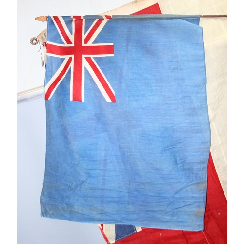 1412 - 2 vintage panel stitched Royal Navel white ensign flags the largest measures approx. 172cm x 84cm an... 