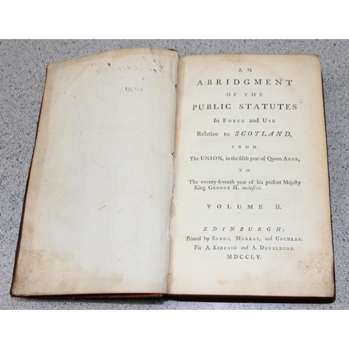 604 - John SWINTON, An Abridgement of the Public Statutes in Force and Use Relative to Scotland. Set of 2 ... 