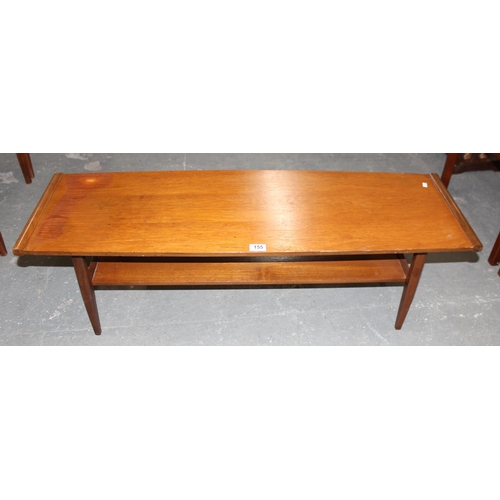 155 - Retro G-Plan style coffee table with undertier, approx 115cm wide