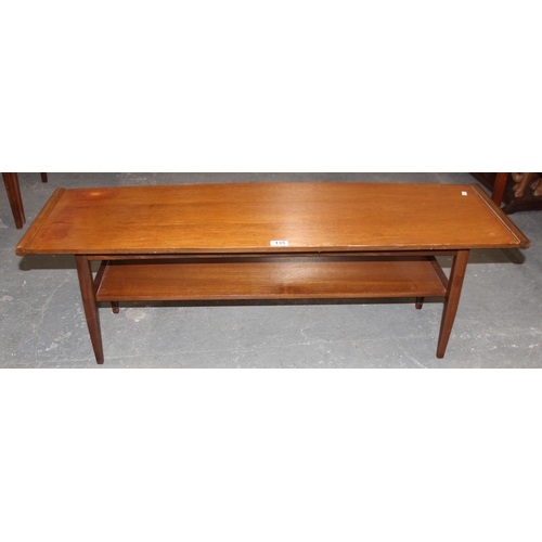 155 - Retro G-Plan style coffee table with undertier, approx 115cm wide